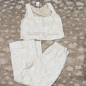 Abercrombie & Fitch Cream Wide Leg Pants & Top Set